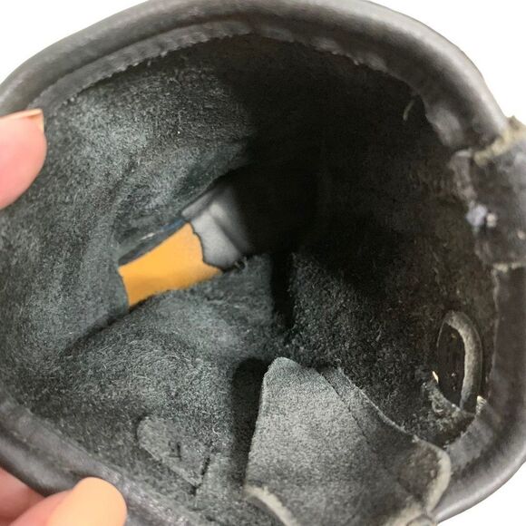 Vintage Foundry Co Leather Moto Boots 7 Black Almond Toe Mid Calf Low Heel - Picture 7 of 8